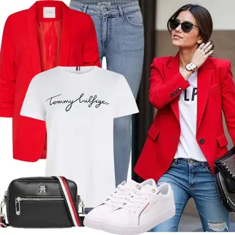 Elegant Outfit mit Rot/Weiß Lederjacke für Männer/Lederjacke/Blusenblazer/Eleganter Blazer/Boyfriend Blazer/Oversize Blazer/Longblazer Pieces "Perfektes Büro Outfit"Look: Edel, Elegant, Glamourös, Schick, Oversize, Smart Casual, Ausgefallene, Overdressed, Classic
