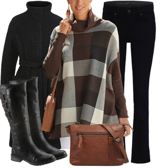 Schick Outfit mit Schwarz Jeans Mustang "Modisches Freizeit Outfit"Look: Techno, Schick, Empire, Stil