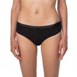 FANCY COTTON HIPSTER - Women's hipster panties with lace trim - black
