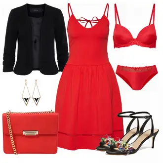 Outfit mit Rot/Dunkelrot/Rosa A-Linien Kleid/Sommerkleid/Kleid mit Tasche/Ärmelloses Kleid/SkaterKleid/Jerseykleid/Tenniskleid/Tunika Only "Only"