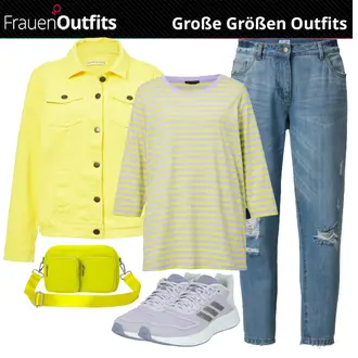 Outfit mit Hellgrau/Grau/Lila Tennisschuh/Gymnastikschuh/Fitnessschuh/Fitnessschuh/Joggingschuh/Laufschuh/Volleyballschuh Adidas Performance "Farbliches Outfit für Mollige"
