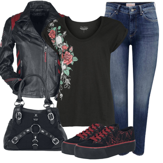 Steppung Outfit mit Schwarz Lederjacke Rock Rebel by EMP "Perfekt für den Herbst"