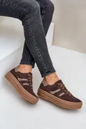N1176 Suede Sneakers On Platform Leopard Chocolate