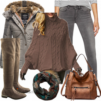 Elegant Outfit mit Braun/Beige Kniehoher Stiefel/Leder Overknee Stiefel/Flache Overknee Stiefel/Langer Stiefel/Overknee Stiefel Elara "MikosEleganter Damen"Look: Oversize, Nahtlos, Leger, 20er Jahre, Sexy, Duckfeet, Pompöse, Elegant, Italienische