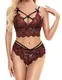 klier Sexy Dessous-Set für Damen, Spitze BH und Höschen, 2-teilig, Strappy Babydoll Bodysuit, weinrot, Medium