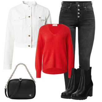 Regularen outfit mit Črna/Siva Torbica za čez ramo/Vrečka za prenašanje/Torba za čez ramo/Billfold/Mini torbica/Satchel torba/Torba za čez ramo Calvin Klein Jeans "Udobna pomladna obleka"