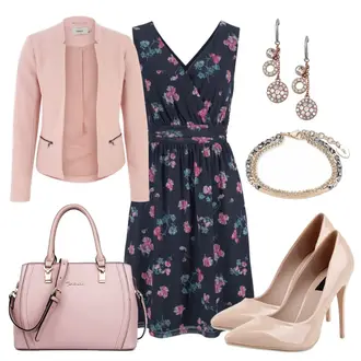 Metallic Outfit mit Grau High Heel Stiefelparadies "PinkFlowers"