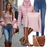 Grau Overknee Stiefel kombinieren image