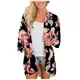 MRULIC Damen Florale Kimono Cardigan Boho Chiffon Sommerkleid Beach Cover up Leicht Tuch für die Sommermonate am Strand oder See (S, Khaki)