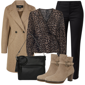 Outfit mit Beige/Grau/Braun/Khaki Winter Stiefelette/High Heels Stiefelette/SommerStiefelette/Lederjacke/Vintage Stiefelette/Gefütterte Stiefelette Gabor "Modisches Winter Outfit"