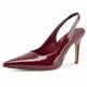 Slingback-Absatzschuhe für Damen, spitzer Zehenbereich, Stiletto-Absätze, geschlossene Zehenpartie, Slip-on-High Heels, 7,5 cm, Weinrot, 38 EU