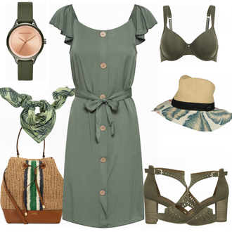 Outfit mit Grün Uhr Armani Exchange "Hailys Kleid SH V DR Shelby"