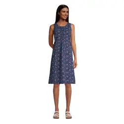 rmelloses Kleid mit Biesenfalten in Petite-Gre, Damen, Gre: M Petite, Blau, Baumwoll-Mischung, by Lands'''' End