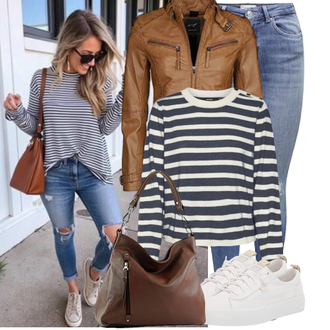 Kurz Outfit mit Braun/Khaki Jacke mit Seitlichem Reißverschluss/Vintage Lederjacke/Wachsjacke/KunstLederjacke/Motorradjacke/Bikerjacke Maze "Schönes Frühlingsoutfit"