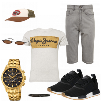 Outfit mit Weiß/Blau Sneaker Adidas Originals "Deuses"