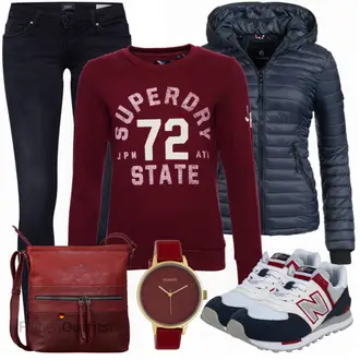 Outfit mit Lila Sweatmode Superdry "Herbst Outfit für den Alltag"