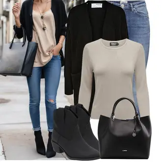 Mit Absatz Outfit mit Schwarz/Blau CowboyStiefel/Western Stiefelette Palado "Cool für die Freizeit"
