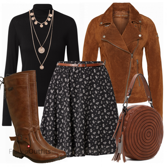 Outfit mit Rot Lederjacke Freaky Nation "Herbstlicher Look"