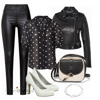 Outfit mit Schwarz/Dunkelgrau Mantel/Bikerjacke/Crop Jacke/Kurzjacke/KunstLederjacke/Leder Bomberjacke/Lederjacke/Vintage Lederjacke Oakwood "Cooler Look für den Frühling"