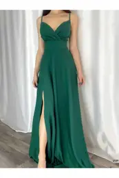 74886 Rope Strap Slit Evening & Graduation Dress-GREEN