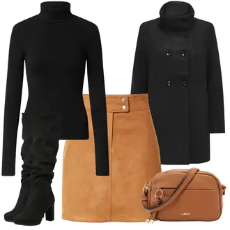 Kombinacije za zimu sa Bež/Narandžasta/Smeđa Suknja/Kratke hlače velike veličine About You "Zimski outfit"