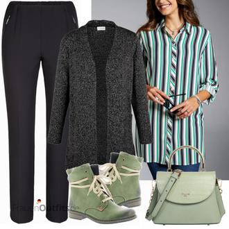 Outfit mit Grün Stiefel Rieker "Hamd MIAMODA"