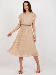 Dark beige flowing dress with belt