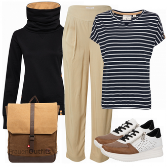 Outfit mit Schwarz Hoodie Sweatshirt Fli Papigu "Toller Look für die Freizeit"