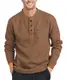 zitysport Henley Shirts Herren Langarm Casual Waffel Henley Hemd Männer Thermal Freizeithemd 3-Knopf Classic Henley T-Shirt Herren mit Brusttasche Langarmshirt Herren Pullover(Braun,M)