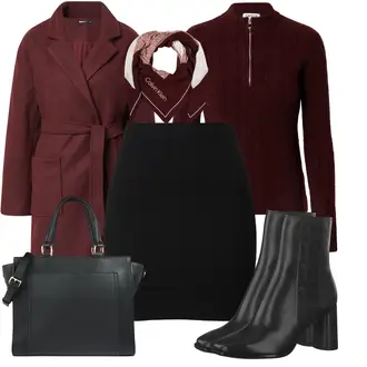 Outfit mit Schwarz Short Große Größe/Strick Große/Cordrock/Strickrock/Bleistiftrock/Winterröcke About You "Schickes Business Outfit"
