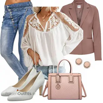 Elegante Outfits Schmal mit Blau Jeans Elara "Elegantes Herbst Outfit"