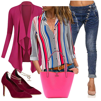 Mit Kette Outfit mit Lila/Rosa/Bordeaux/Dunkelrot Slingpump/Vintage Pumpe/Eleganter Schuh/High Heel/High Heel Pumps/Hochfrontpump/T-steg Pumps Tamaris "Perfekt Für Den Frühling"