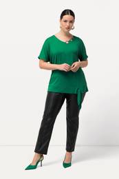 Triko, metalick krouky, oversize, kulat vstih, krtk rukvy