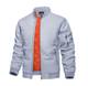 KEFITEVD Bomber Jacke Herren Kurz Collegejacke Unifarben Pilotenjacke Retro Jacke Winter Herrenjacke Arbeitsjacke Männer mit Zipper Taschen Hellgrau M
