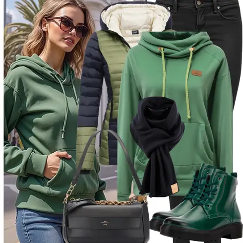Grün Vintage Hoodie/Ausgefallener Hoodie/Partner Hoodie/Unisex Hoodie/Hoodie/Damen Pullover/Sport Hoodie Puma kombinieren