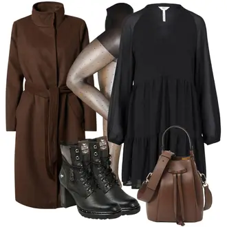 Party Outfit mit Schwarz Kleid Große Größe/Tunika/BlusenKleid/Langärmliges WinterKleid/Langarm EtuiKleid/Nicki Kleid/Übergroßes Kleid/Gesmoktes Kleid/Tunika Kleid/Klassische Tunika/Elegante Tunika/ausgefallene tunika/Festliche Tunika/Tunika A-linie/Tuniken-Shirt Object "Outfit für den Frühling"Look: Hütten, Pop Konzert, Konzert, Kommunion, Konfirmation, Gala, Party