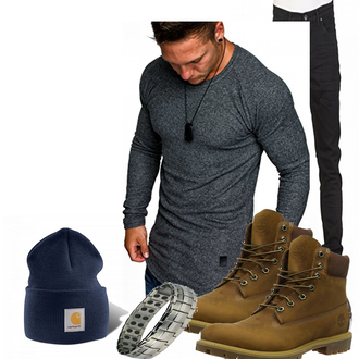 Outfit mit Blau/Grün Hut Carhartt "Cecil"