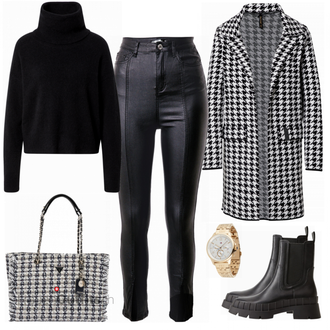 Outfit mit Schwarz Superdry "Hahnfuss Freizeitlook"