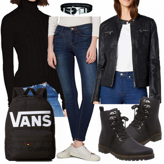 Old Skool Outfit mit Schwarz/Creme/Weiß Vans "Only Jacke"