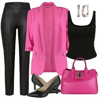 Jeans Outfits mit Rosa/Lila Anzug KurzBlazer haily’s "Modischer Look für den Herbst"