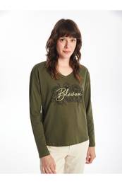LCW V-neck Patterned Women's T-shirt