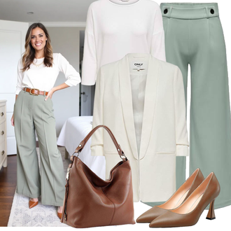 Business Outfits Büro Sommer mit Braun/Beige Pump Niedriger Absatz/Eleganter Schuh/Hochfrontpump/Lederschuh/Vintage Pumpe/Business-Schuh/Bequemer Pump NobleOnly "Modisches Frühlingsoutfit"Look: Casual, Classic, Rap, Sexy, Büro, Französische, Elegant, Old Money, Business