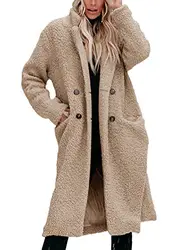 Onsoyours Damen Kunstpelz Mantel Verdicken Pelzmantel Flaumig Warme Outwear Winterjacke Vorne Offen Faux Wolle Mantel Cardigan Jacke Elegant Winter A Khaki M