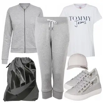 Sport Outfits mit Grau/Hellgrau Große Größe Mantel/Sweatmode/Strick Große Only "goodmorning"