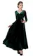 Urban GoCo, klassisches langes elastisches Damenkleid, Samt, V-Ausschnitt, lange Ärmel Gr. 46, grün