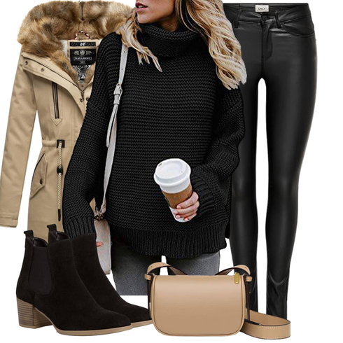 Schwarz/Blau Leder Stiefelette/Gefütterte Stiefelette/SommerStiefelette/Chelsea Boot Tamaris kombinieren mit Schwarz Longpullover Imuedaen