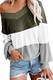 Viottiset Damen Pulli Oversized Schulterfrei V-Ausschnitt Locker Langarmshirts M Grün