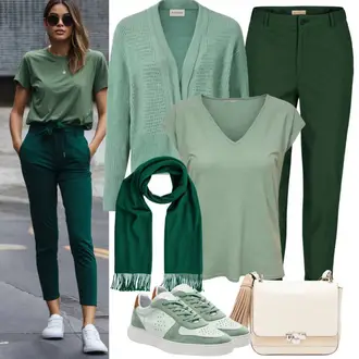 Regular Outfit sa Zeleno/Svjetlozelena Poslovna Hlača/Uske Hlača/Hlače s Prorezom/Ravna Hlača/Rastezljiva Hlača/Hlače od muslina/Hlača od Odijela/Hlače Visokog Struka/Bengalke Hlače/Hlača od Kepera/Slip-on Hlača/Skinny Hlače VERO MODA "Savršeno za proljeće"