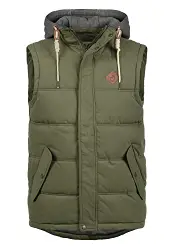 !Solid Cobber Herren Weste Steppweste Outdoor Weste Mit Kapuze Und Stehkragen, Größe:S, Farbe:Ivy Green (3797)