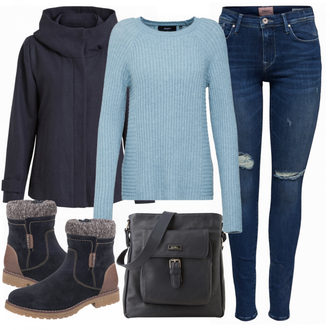 Outfit mit Blau Stiefel Tom Tailor "Object"